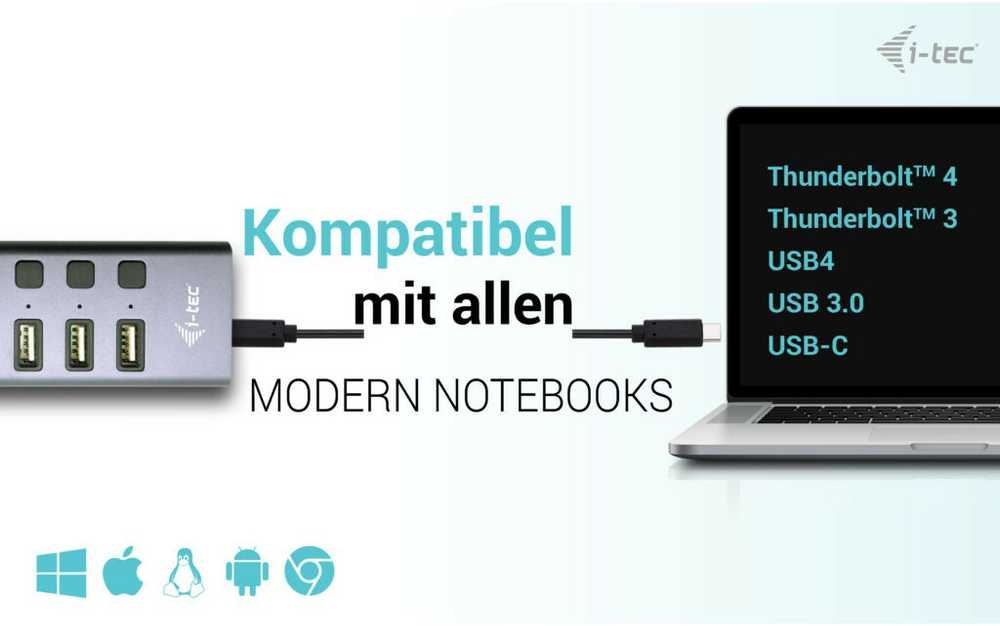 I-tec USB 3.0 / USB-C įkrovimo HUB 9 prievadų LAN + galia 60 W