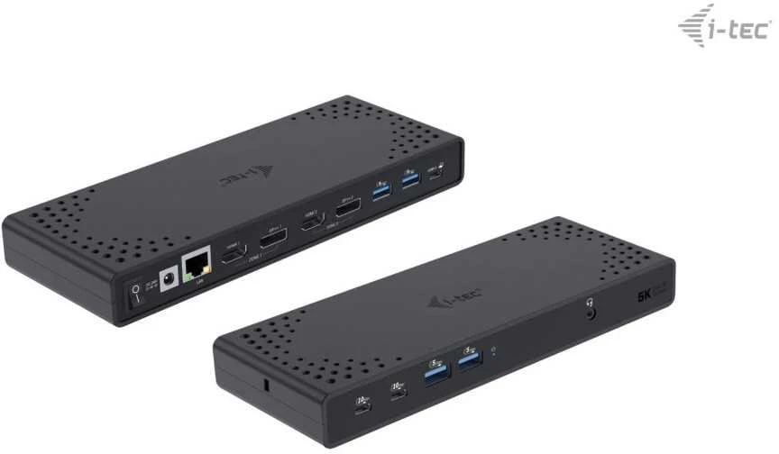 I-TEC USB 3.0 / USB-C / Thunderbolt 3 Dualdock 1x5K 2x4K 60Hz 2xDP 2xHDMI 1xGLAN 4xUSB 3.2 2xUSB-C 3.2 Gen.2 1xGarso / mikrofono lizdas PD 100W