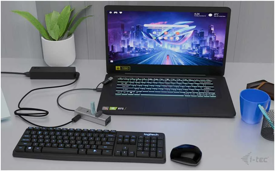I-tec universalus įkrovimo metalinis HUB 2x USB-C + 2x USB-A prievadas, PD 85W