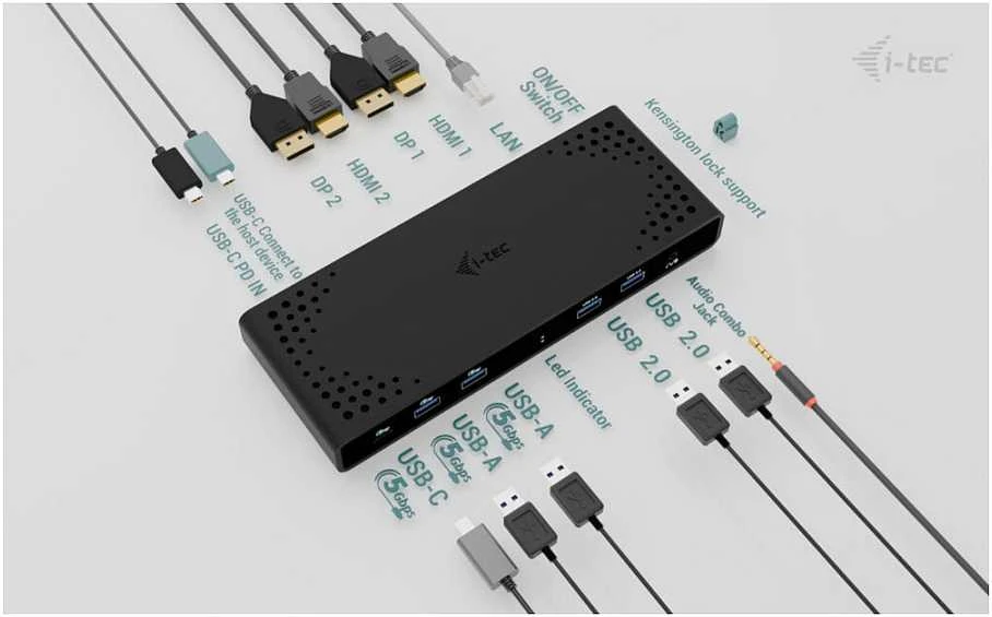 I-TEC Universal Dual 4K Ekranas Docking Station PD 85W