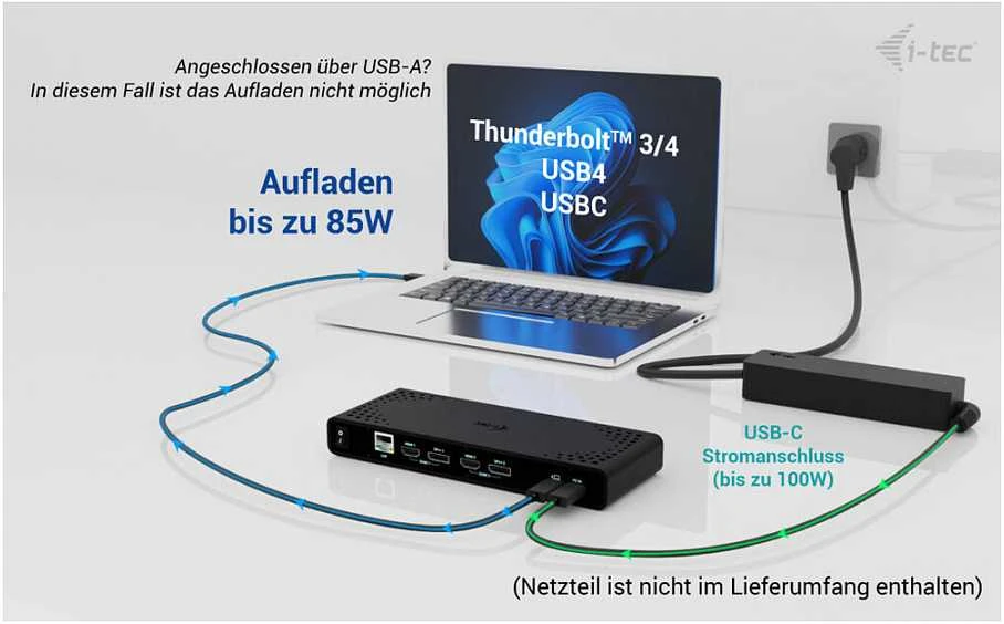 I-TEC Universal Dual 4K Ekranas Docking Station PD 85W