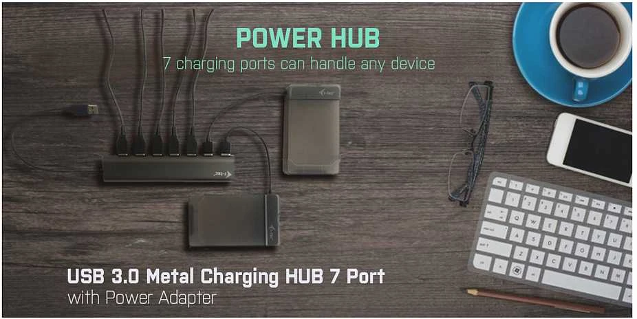I-tec Metal U3HUB778 sąsajos šakotuvas USB 3.2 Gen 1 (3.1 Gen 1) Type-A 5000 Mbit/ai Sidabras