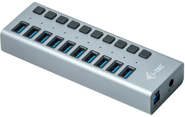 I-TEC USB 3.0 įkrovimo HUB 10 prievadų prievadas su išoriniu maitinimo adapteriu 48 W 10x USB įkrovimo prievadas, skirtas planšetiniams kompiuteriams Nešiojamiesiems kompiuteriams Ultrabooks kompiuteriams