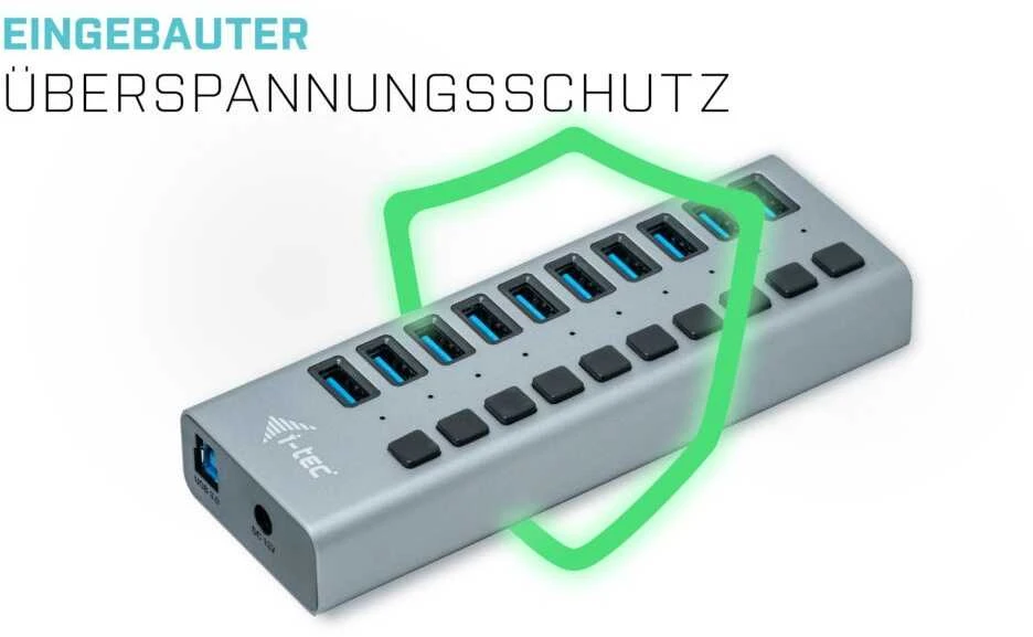 I-TEC USB 3.0 įkrovimo HUB 10 prievadų prievadas su išoriniu maitinimo adapteriu 48 W 10x USB įkrovimo prievadas, skirtas planšetiniams kompiuteriams Nešiojamiesiems kompiuteriams Ultrabooks kompiuteriams