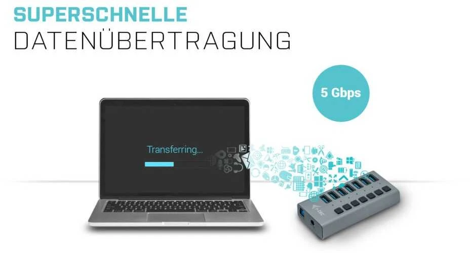 I-tec U3CHARGEHUB7 mobiliojo įrenginio kroviklis Vidaus Pilka