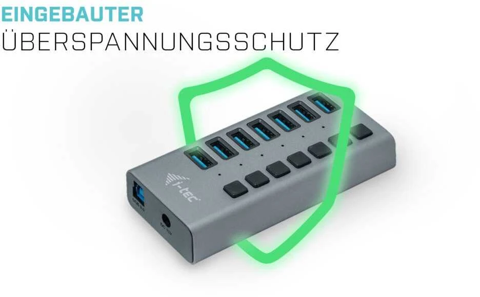 I-tec U3CHARGEHUB7 mobiliojo įrenginio kroviklis Vidaus Pilka