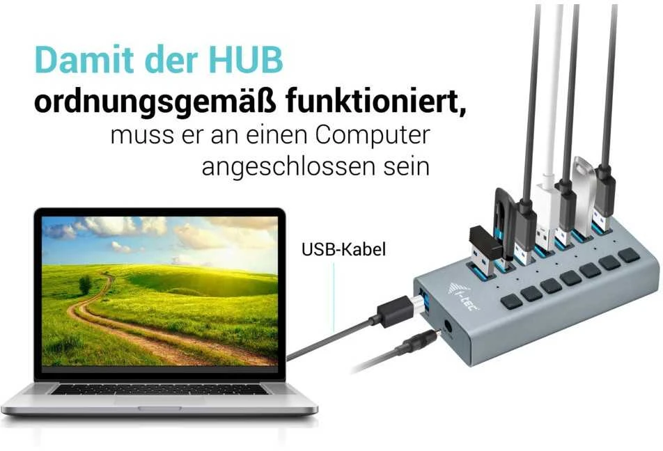 I-tec U3CHARGEHUB7 mobiliojo įrenginio kroviklis Vidaus Pilka