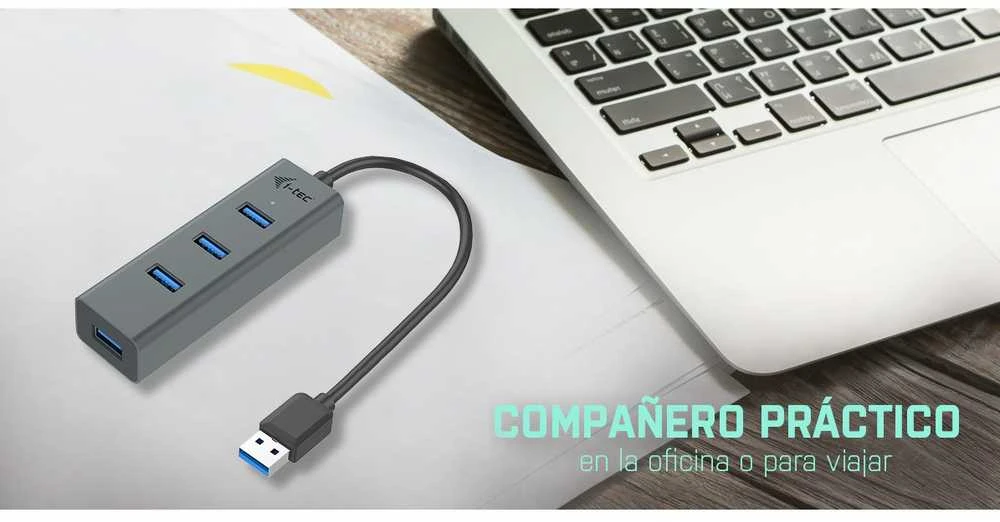 I-tec Metal U3HUBMETAL403 sąsajos šakotuvas USB 3.2 Gen 1 (3.1 Gen 1) Type-A 5000 Mbit/ai Pilka