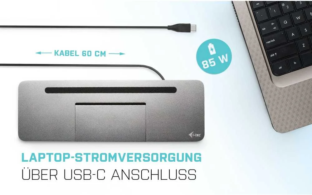 I-tec Metal C31FLATDOCKPDPRO knyginių kompiuterių dokas / jungčių replikatorius Vielinis USB 3.2 Gen 1 (3.1 Gen 1) Type-C Pilka