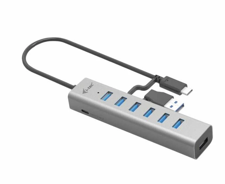 I-TEC USB-C įkrovimo metalinis HUB 7 prievadas be maitinimo adapterio