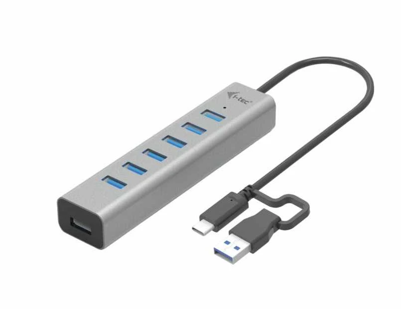 I-TEC USB-C įkrovimo metalinis HUB 7 prievadas be maitinimo adapterio
