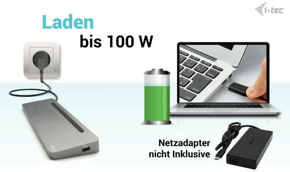 I-TEC USB-C metalinis ergonomiškas 4K 3x Ekrano prijungimo stotelė su PD 100 W