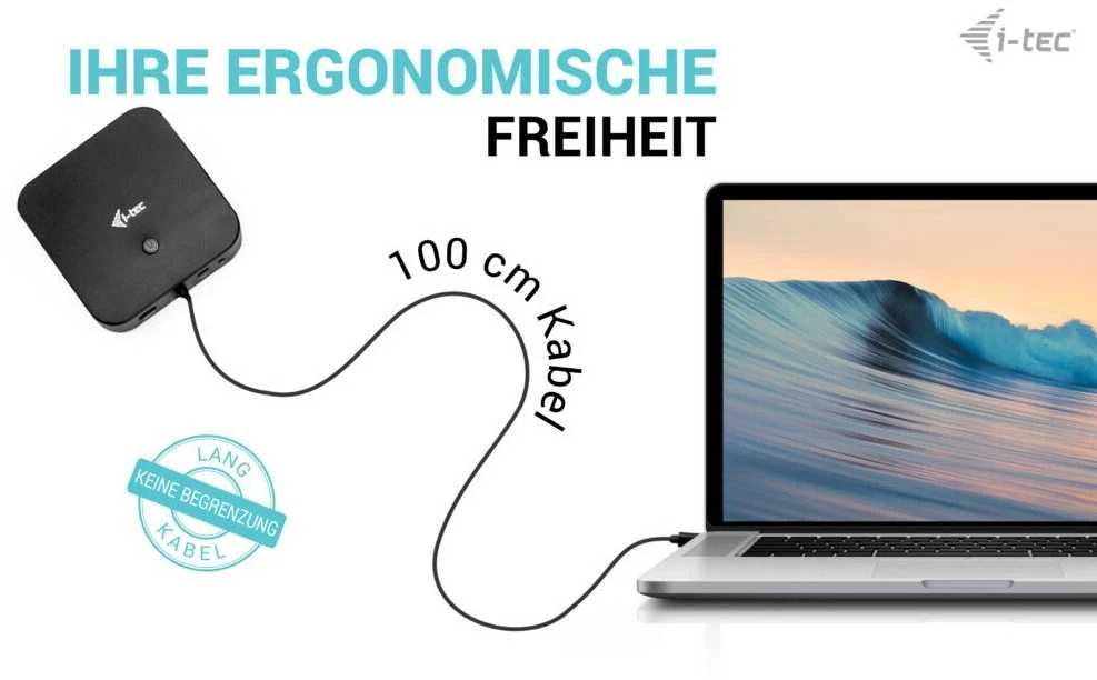 I-TEC USB-C HDMI dviejų DP prijungimo stotelė su maitinimo tiekimu 100 W + I-tec universalus įkroviklis 112 W