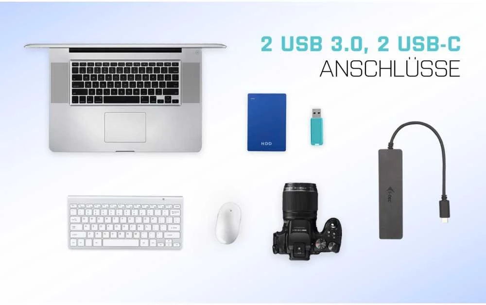 I-TEC USB-C metalinis stebulės 2xUSB 3.0 2xUSB-C 5Gbps be maitinimo adapterio, idealiai tinka nešiojamajam kompiuteriui Ultrabook Planšetė PC