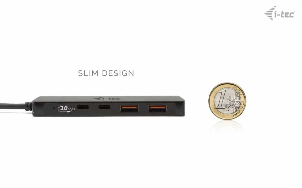I-TEC USB-C metalinis stebulės 2xUSB 3.0 2xUSB-C 5Gbps be maitinimo adapterio, idealiai tinka nešiojamajam kompiuteriui Ultrabook Planšetė PC