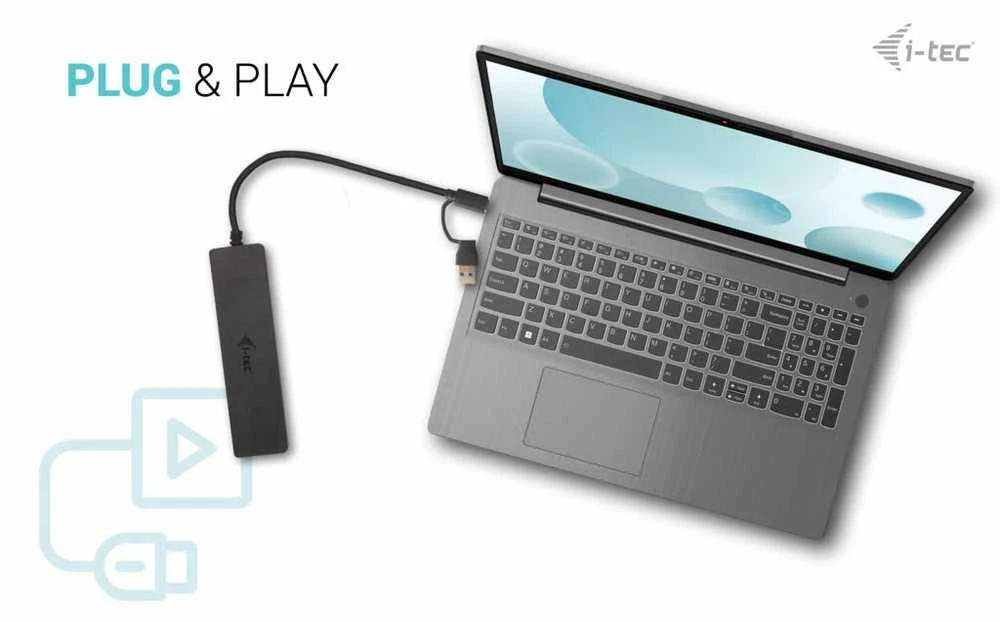 I-TEC USB-C metalinis stebulės 2xUSB 3.0 2xUSB-C 5Gbps be maitinimo adapterio, idealiai tinka nešiojamajam kompiuteriui Ultrabook Planšetė PC