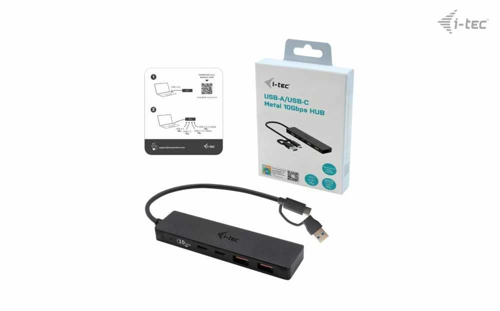 I-TEC USB-C metalinis stebulės 2xUSB 3.0 2xUSB-C 5Gbps be maitinimo adapterio, idealiai tinka nešiojamajam kompiuteriui Ultrabook Planšetė PC