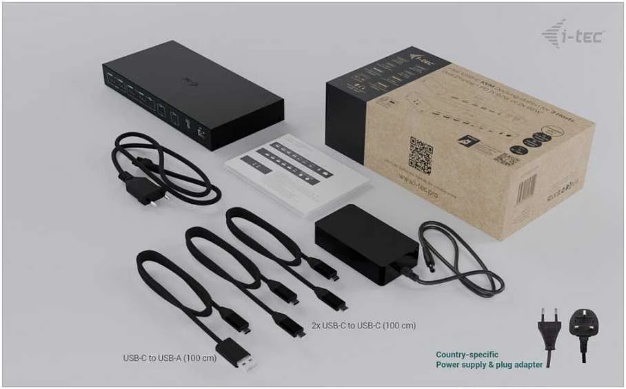 „I-tec USB-C KVM Dock PRO 3“ 3 pagrindiniams kompiuteriams