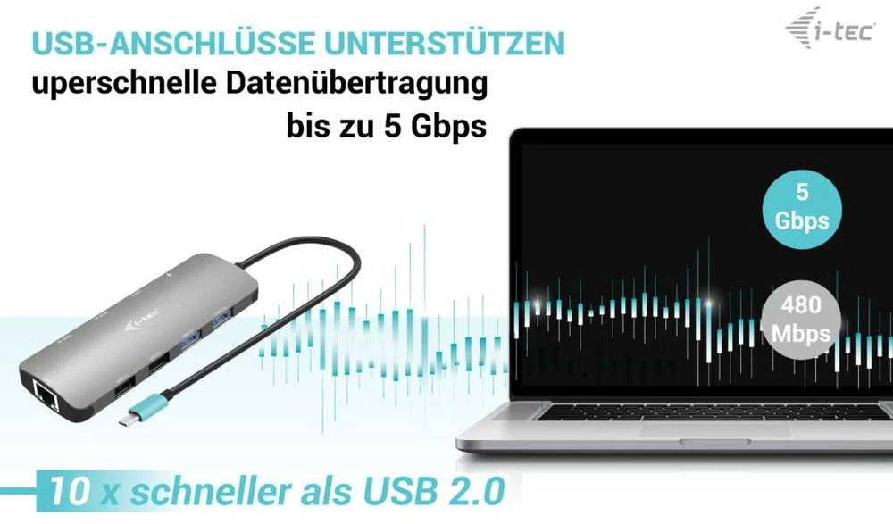 I-tec USB-C Metal Nano 2x HDMI LAN maitinimo tiekimas 100W