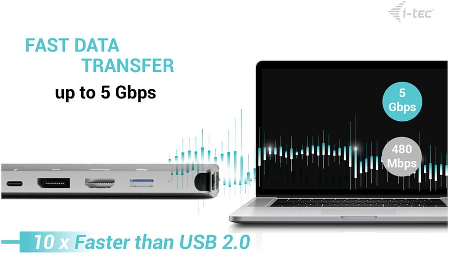 I-tec USB-C Metal Nano 3x Ekranas DP HDMI VGA Docking Station LAN Power Delivery 100W