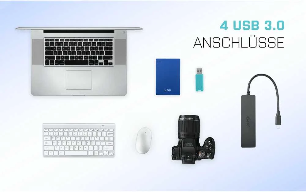 HP I-tec Advance C31HUB404 sąsajos šakotuvas USB 3.2 Gen 2 (3.1 Gen 2) Type-C 5000 Mbit/ai Juoda