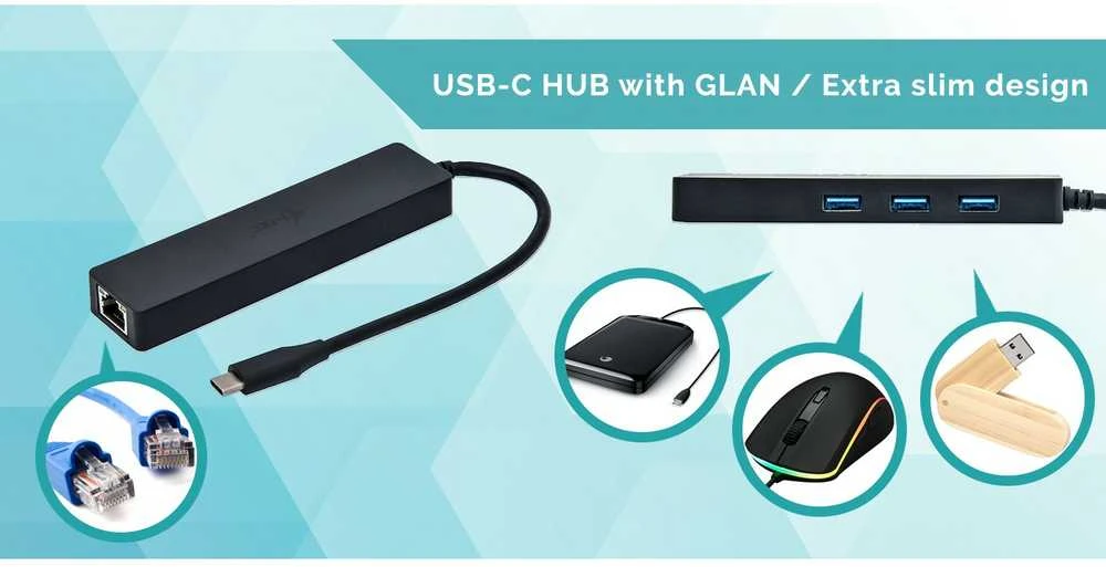 I-tec Advance C31GL3SLIM sąsajos šakotuvas USB 3.2 Gen 1 (3.1 Gen 1) Type-C 5000 Mbit/ai Juoda
