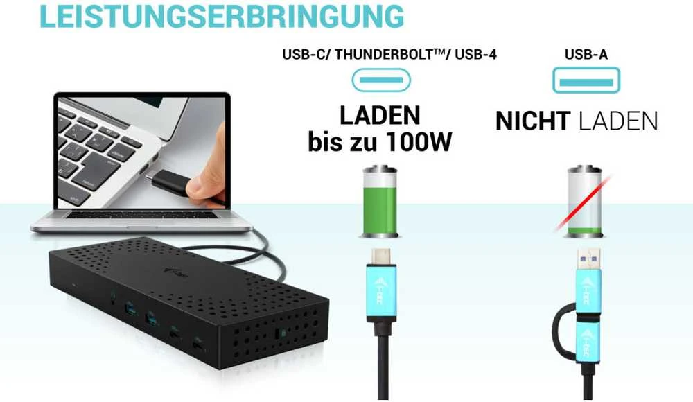 I-TEC USB 3.0 USB-C Thunderbolt 3x 4K prijungimo stotis Gen 2 + maitinimo tiekimas 100 W