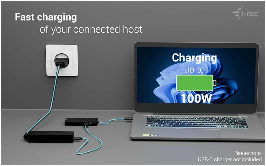 I-tec Doko stotelė usb-c triple 4k hdmi video adapter power delivery 100w
