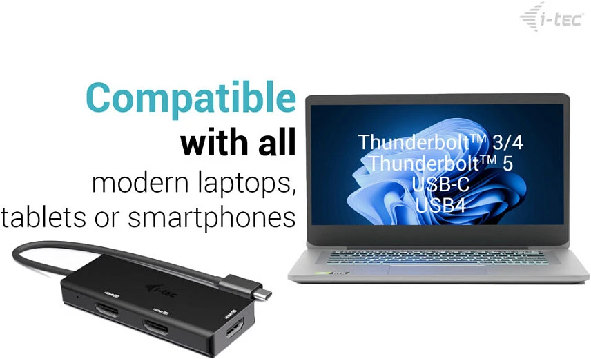 I-tec Doko stotelė usb-c triple 4k hdmi video adapter power delivery 100w