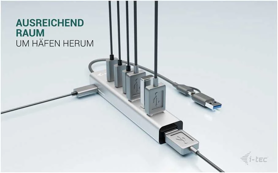 I-tec Hub USB-C/USB-A įkrovimo metalinis šakotuvas, 7 jungtys