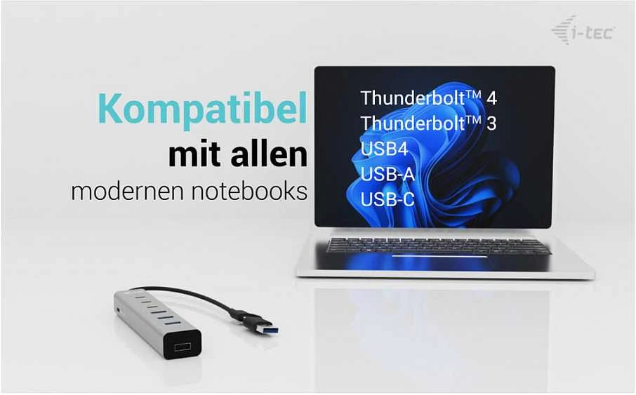 I-tec Hub USB-C/USB-A įkrovimo metalinis šakotuvas, 7 jungtys