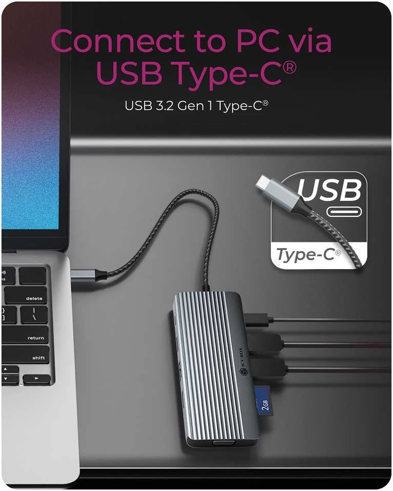 Carruzzo ICY BOX IB-DK4040a-CPD Vielinis USB 3.2 Gen 1 (3.1 Gen 1) Type-C Aliuminis, Sidabras