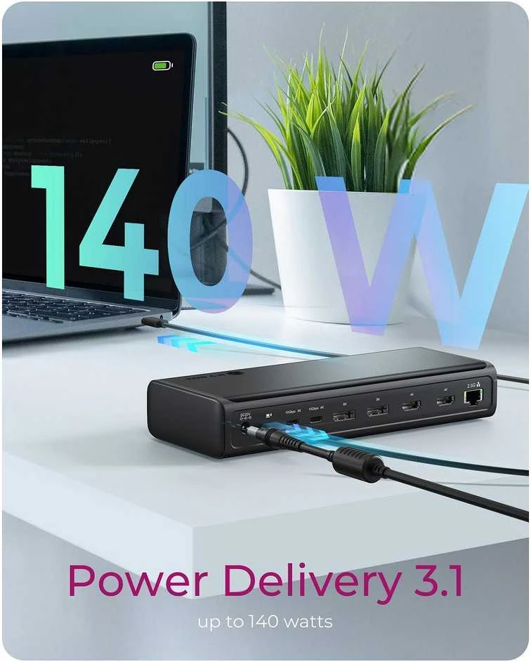 ICY BOX USB-C 17w1 | 2x HDMI 2.0 4K@60Hz | 2x DP 1.4 8K@60Hz | 2x USB-C 4K@60Hz | PD 3.1 do 140W