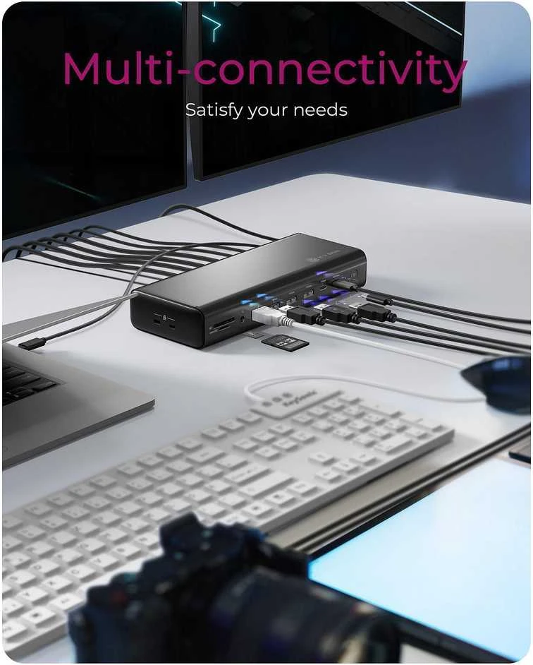 ICY BOX USB-C 17w1 | 2x HDMI 2.0 4K@60Hz | 2x DP 1.4 8K@60Hz | 2x USB-C 4K@60Hz | PD 3.1 do 140W
