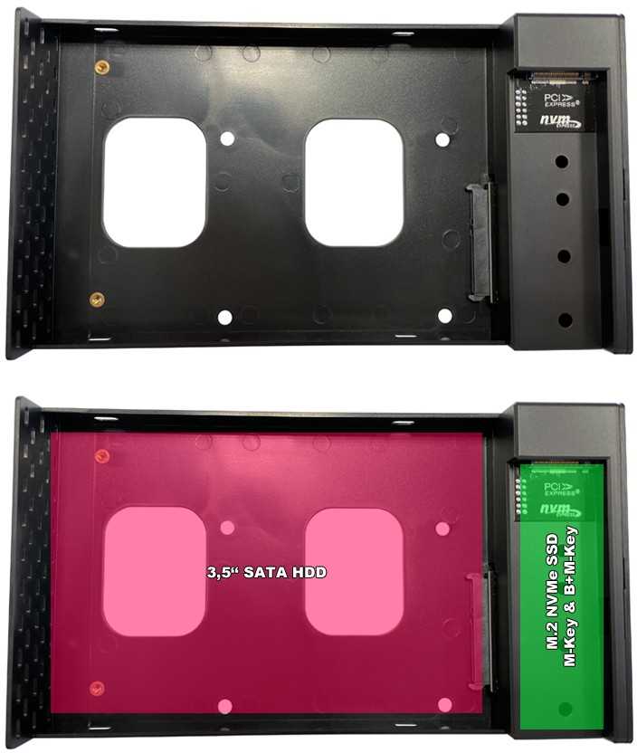 LC-Power HD dokas 1x 3,5 colio 1x M.2 į USB 3.2