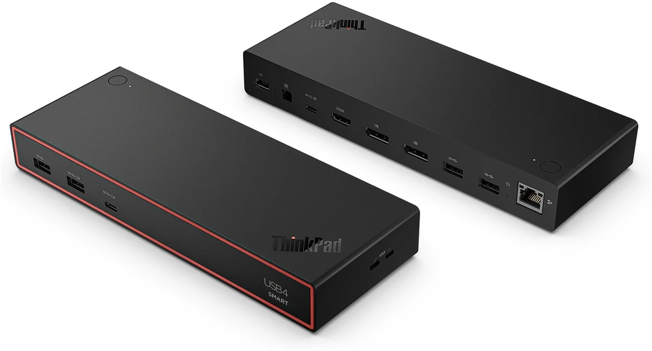 „Lenovo ThinkPad USB4 Smart Dock 5500“ (su 135 W adapteriu) | „DisplayPorts“ jungčių kiekis: 2 | HDMI jungčių kiekis: 1 | 100 W