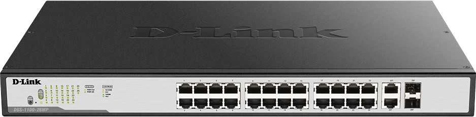 Šakotuvas D-Link | DGS-1100 serijos gigabitiniai išmanieji valdomi jungikliai | DGS-1100-26MPV2 | Tvarkoma L2 | Stalinis/montuojamas ant stovo