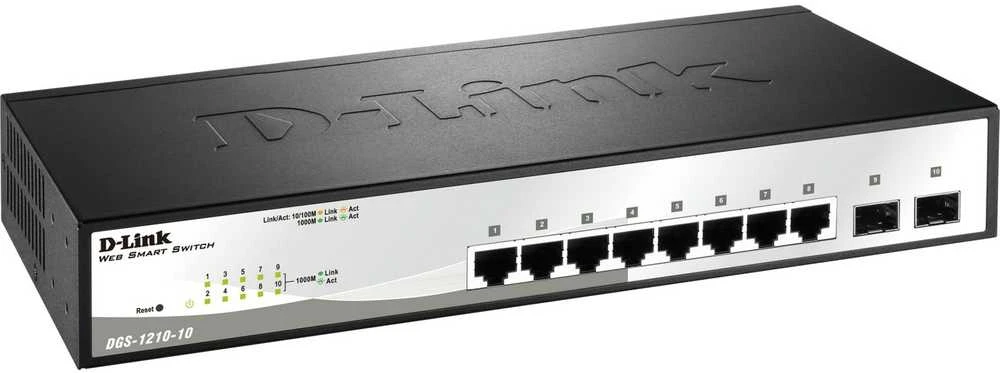 Šakotuvas D-Link | 10 prievadų gigabitų išmanusis valdomas jungiklis | DGS-1210-10 | Tvarkoma L2+ | Montuojamas ant stovo