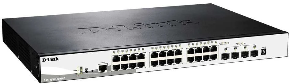 Šakotuvas D-Link DGS-1510-28XMP/E 28 prievadų Gigabit sukrauti POE Smart Managed Switch, įskaitant 4 10G SFP+ | D-Link