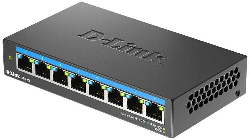 Šakotuvas D-Link | DMS-108/E | 8 prievadų 2,5 G kelių gigabitų stalinis komutatorius | Stalinis | Nevaldomas