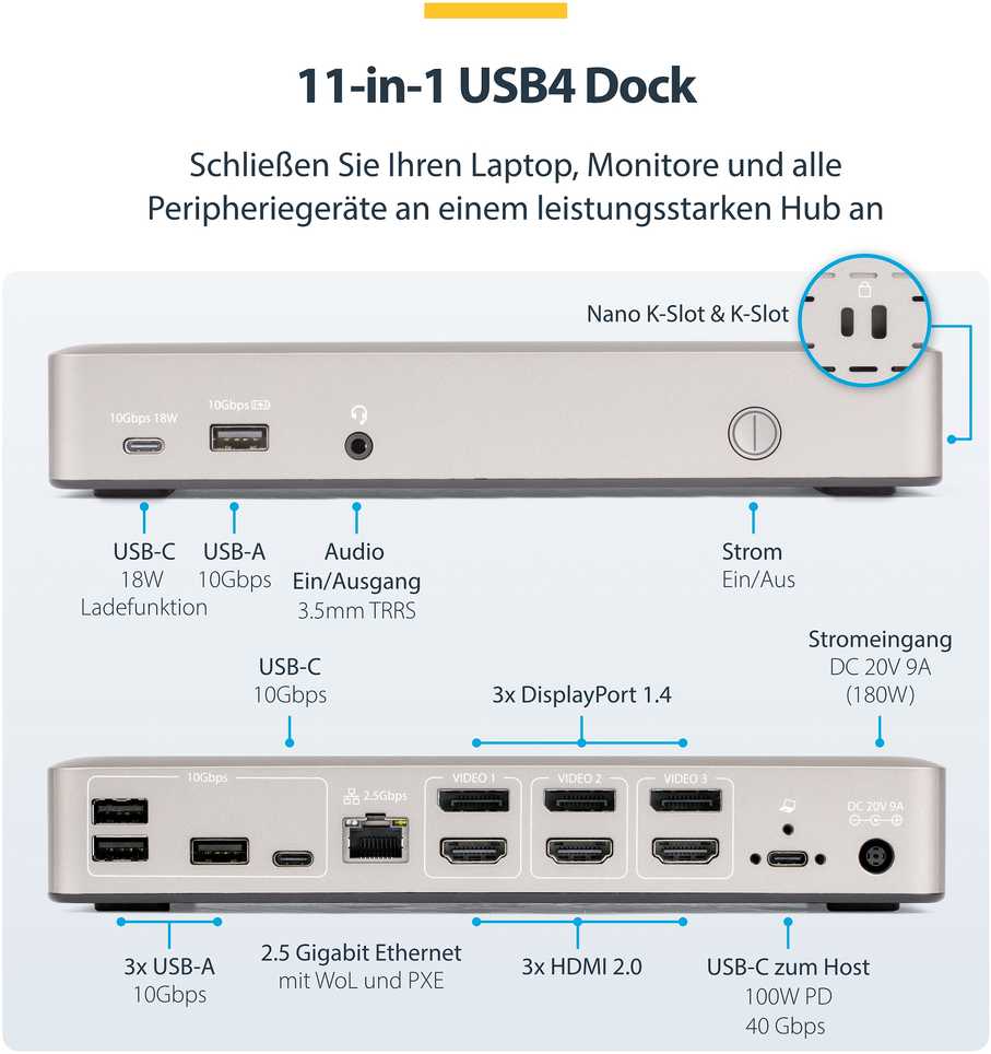 StarTech stotis / replikatorius 3 monitoriams USB4 Dock (150UE-USB4DOCKTRIPLE)