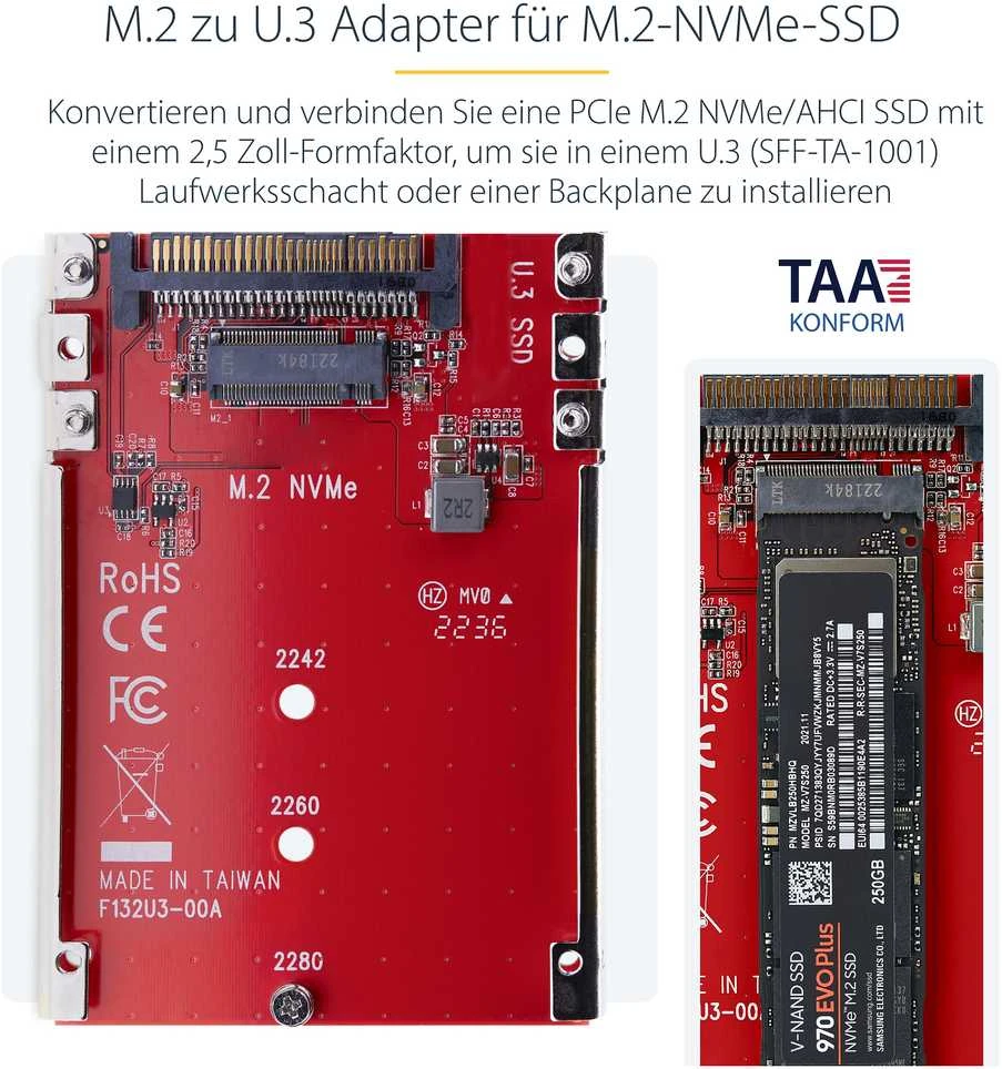 StarTech M.2 IKI U.3 ADAPTERIS / KONVERTERIS / M2 NVME SSD Į 2,5 INCH U.3