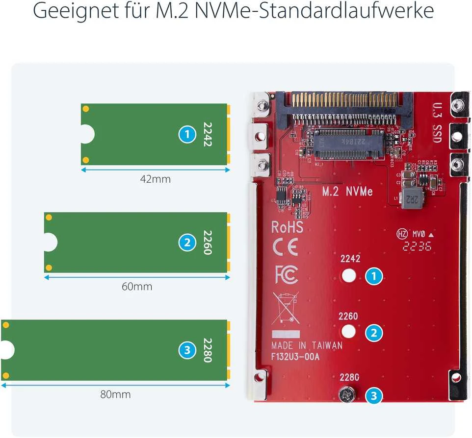 StarTech M.2 IKI U.3 ADAPTERIS / KONVERTERIS / M2 NVME SSD Į 2,5 INCH U.3
