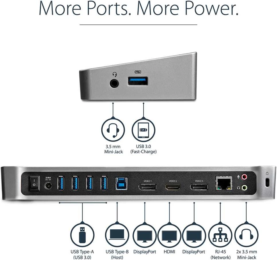 „StarTech Triple Video Dock“ USB 3.0 (USB3DOCKH2DP)