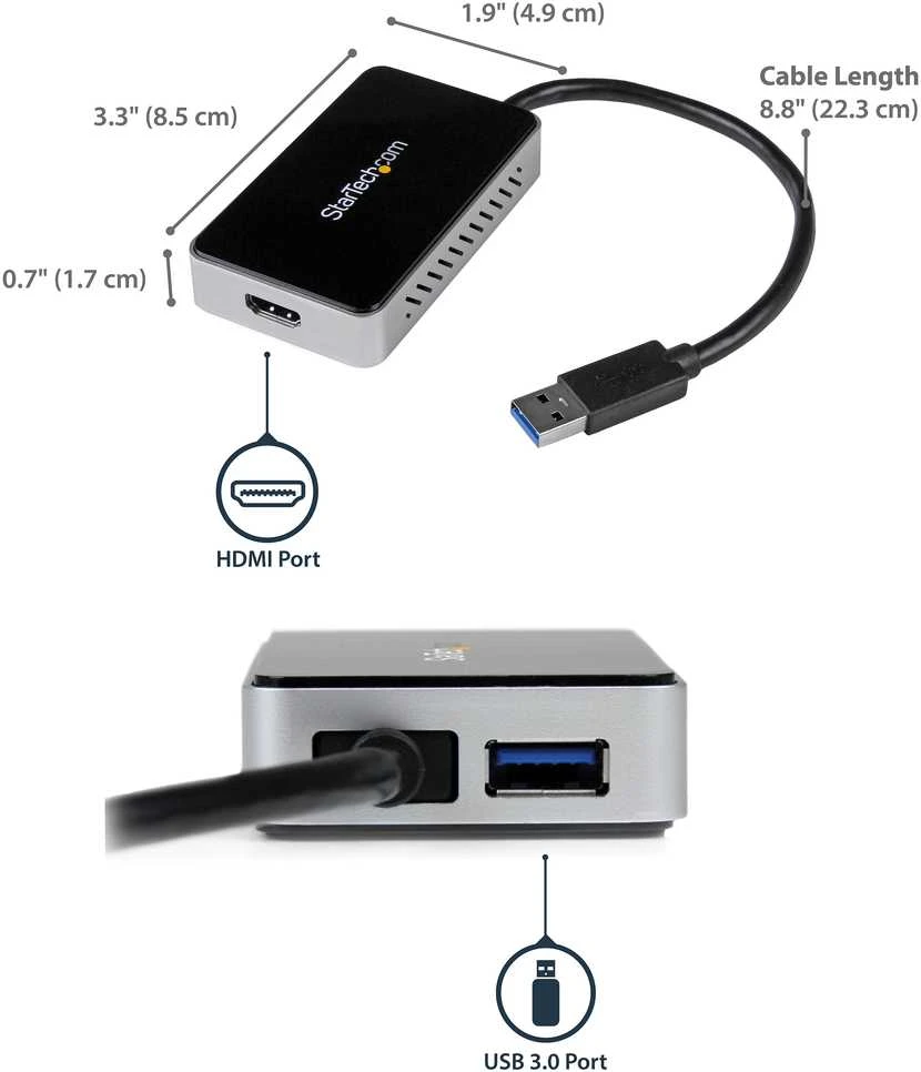 Adapteris USB StarTech USB-A - HDMI Juodas (USB32HDEH)