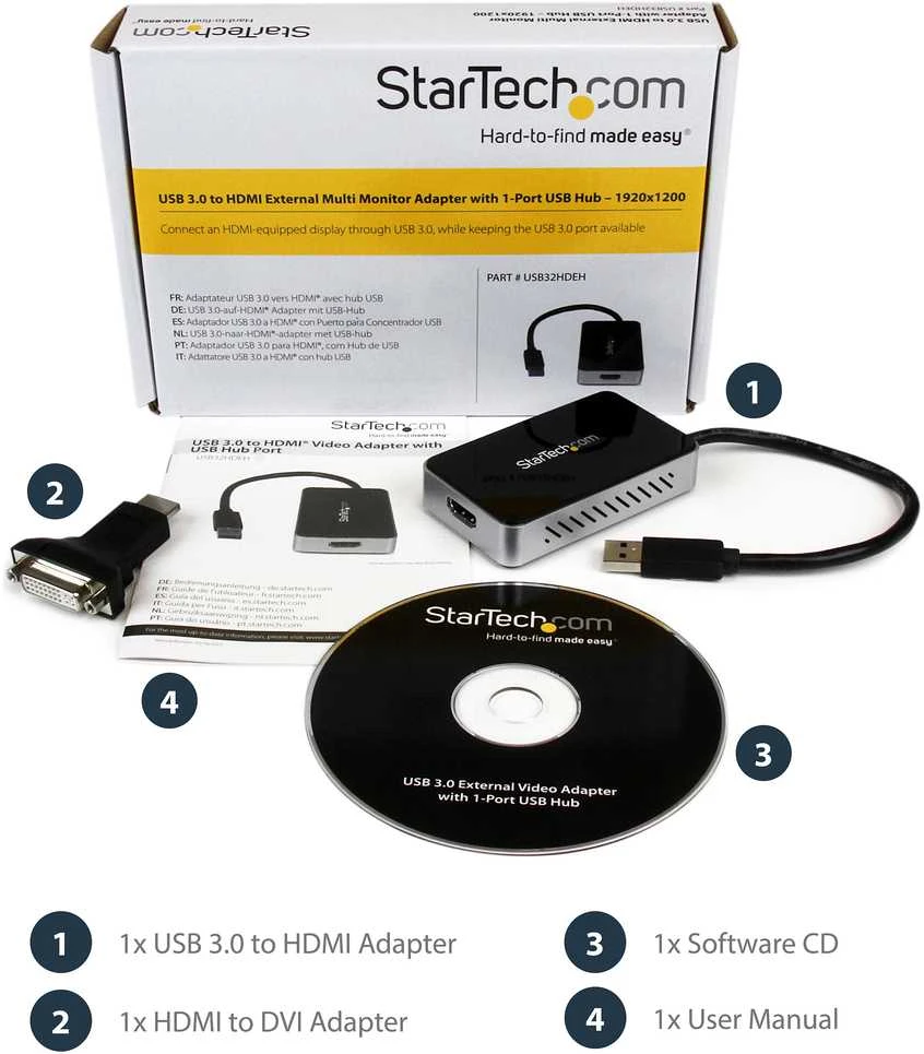 Adapteris USB StarTech USB-A - HDMI Juodas (USB32HDEH)