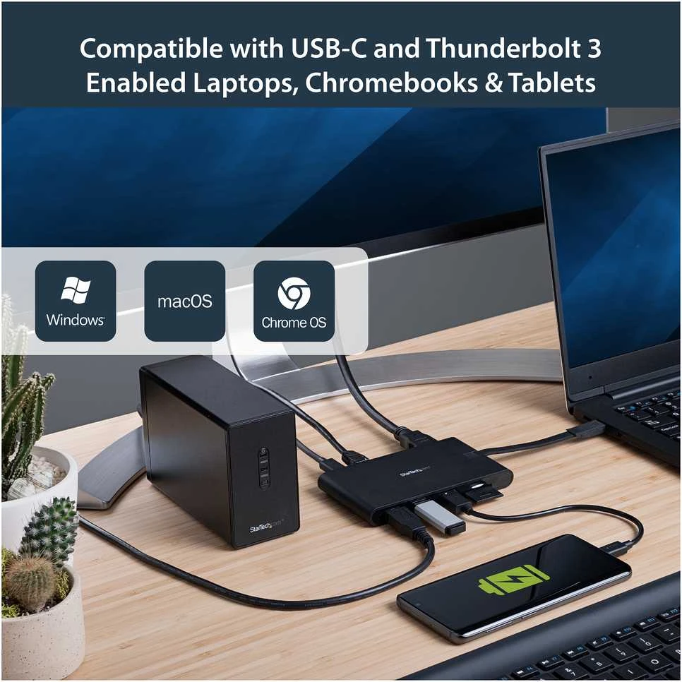 StarTech DKT30CHVSCPD USB-C kelių prievadų adapteris USB3.0 C -> 1x USB-C PD, 1x HDMI, 1x RJ45, 3x USB3.0, 1x VGA