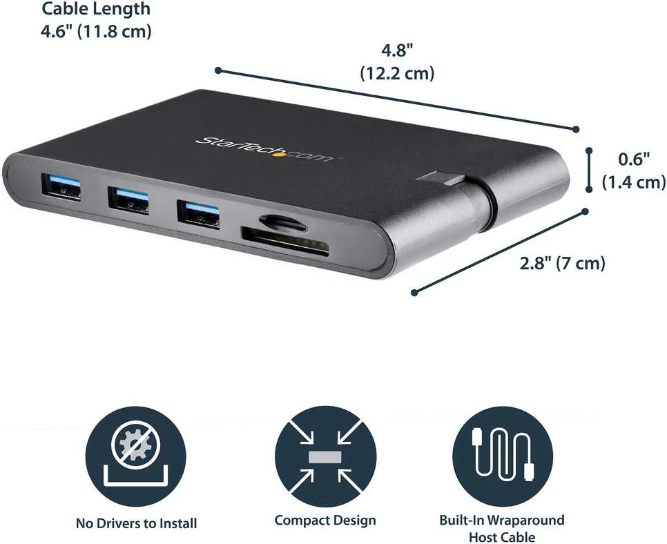 StarTech DKT30CHVSCPD USB-C kelių prievadų adapteris USB3.0 C -> 1x USB-C PD, 1x HDMI, 1x RJ45, 3x USB3.0, 1x VGA