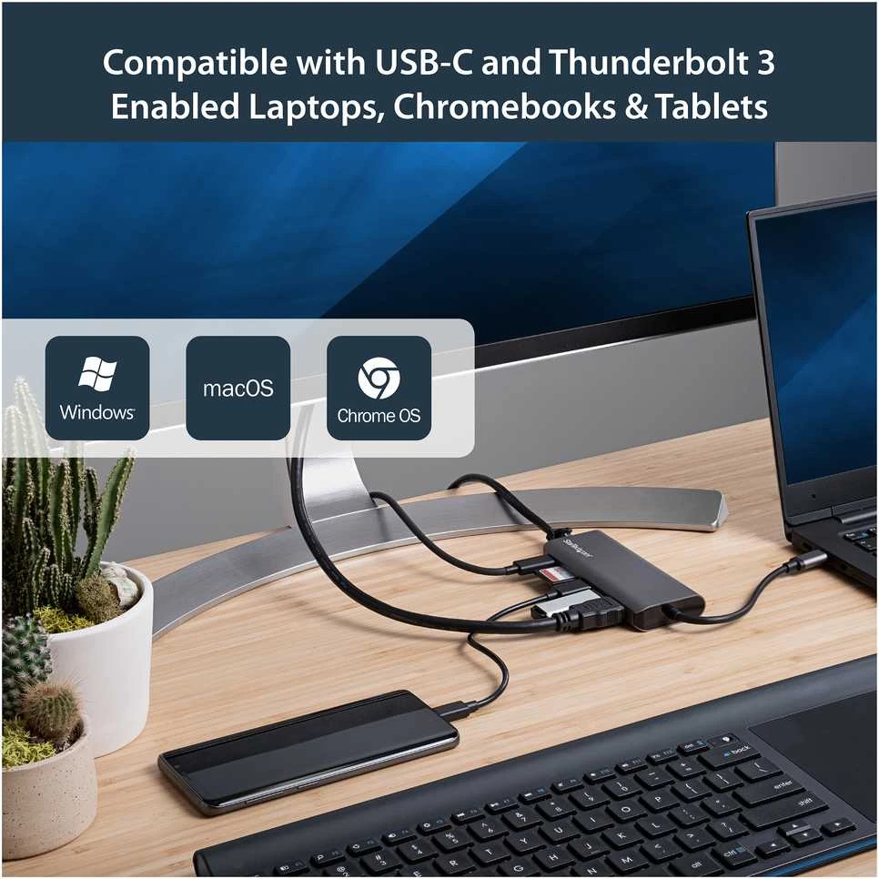 StarTech.com DKT30CSDHPD3 knyginių kompiuterių dokas / jungčių replikatorius Vielinis USB 3.2 Gen 1 (3.1 Gen 1) Type-C Juoda, Pilka