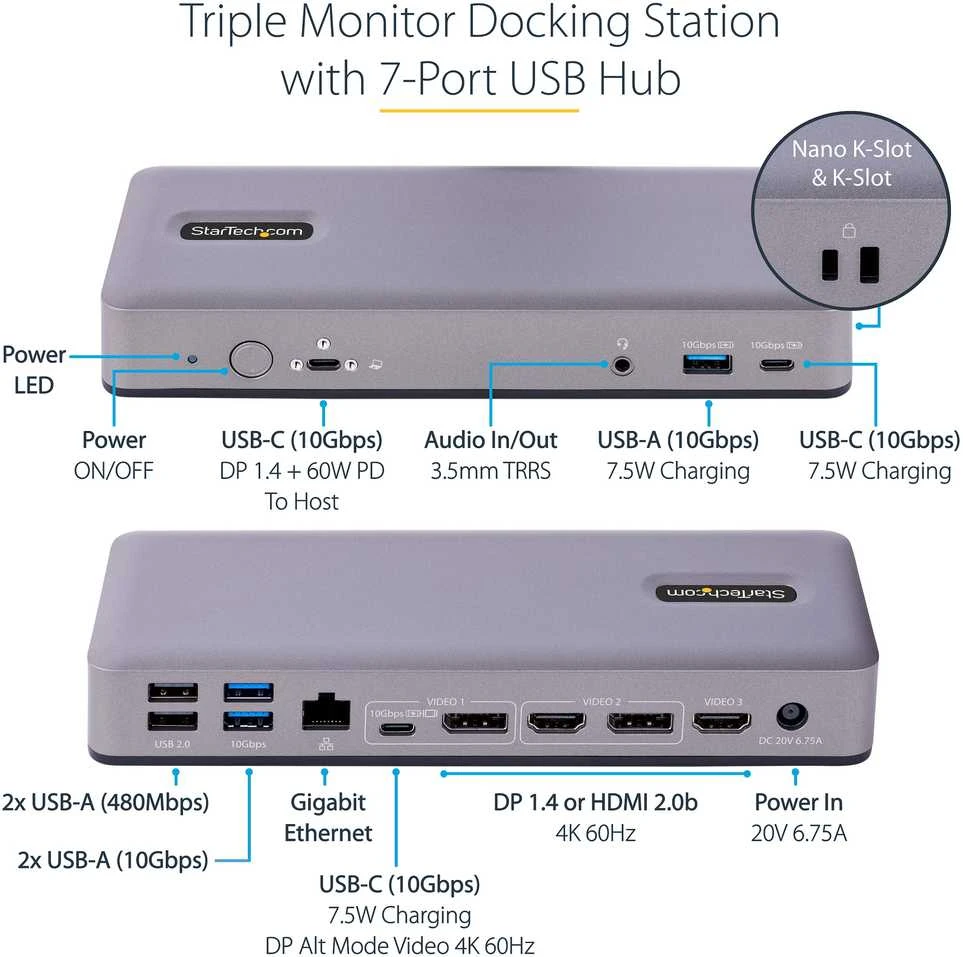 „StarTech“ USB-C dokas / replikatorius (DK31C3MNCRUE)